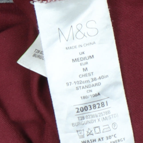 Marks and Spencer Mens Red Long Sleeve Polo M