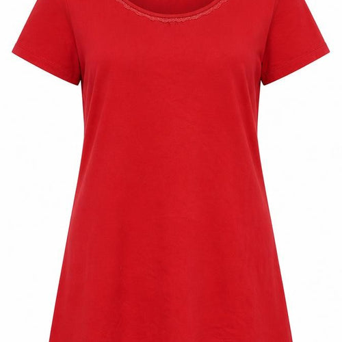 Lands' End Women's Red Nightshirt L Scoop Neck Short Sleeve