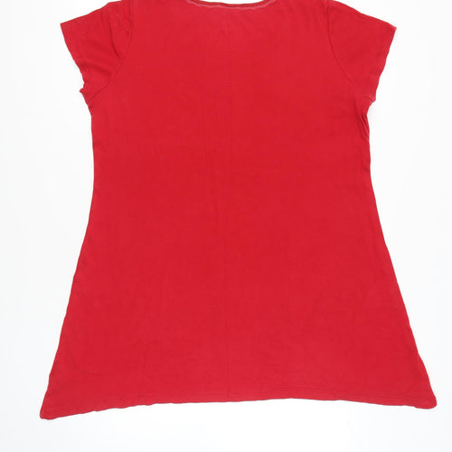 Lands' End Women's Red Nightshirt L Scoop Neck Short Sleeve