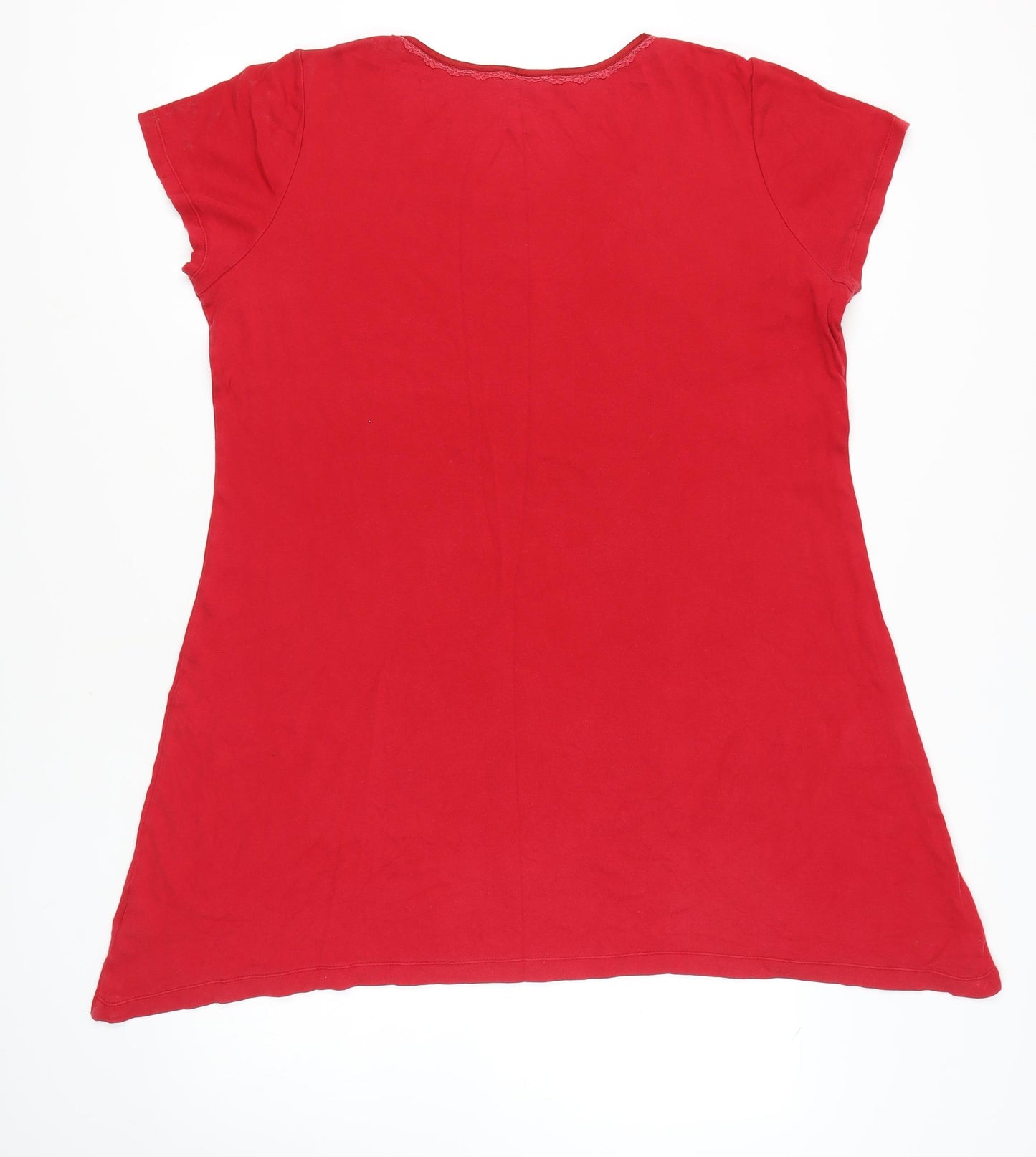 Lands' End Women's Red Nightshirt L Scoop Neck Short Sleeve