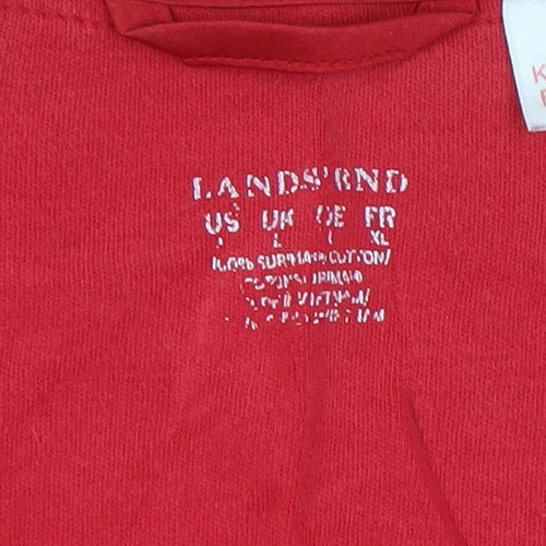 Lands' End Women's Red Nightshirt L Scoop Neck Short Sleeve