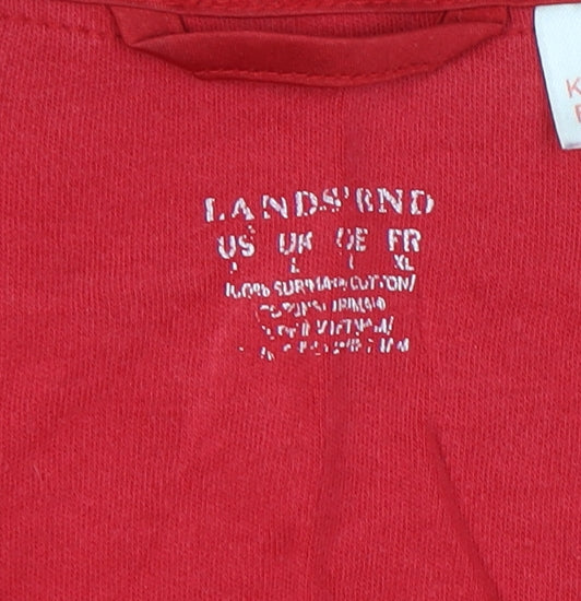 Lands' End Women's Red Nightshirt L Scoop Neck Short Sleeve