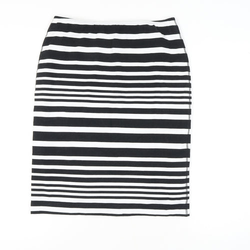Sommer Mann Women's Black and White Striped Midi Skirt
