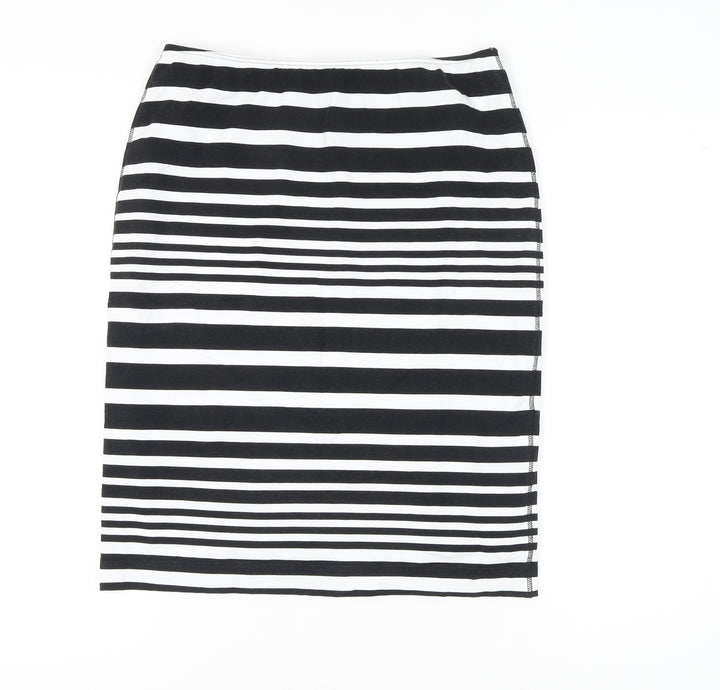 Sommer Mann Women's Black and White Striped Midi Skirt