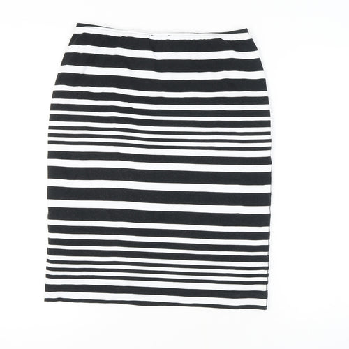 Sommer Mann Women's Black and White Striped Midi Skirt
