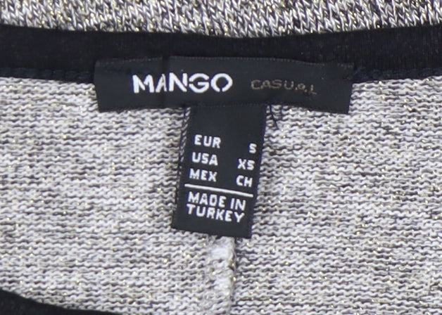 Mango Women's Grey T-Shirt, Size 8, Casual Basic Style