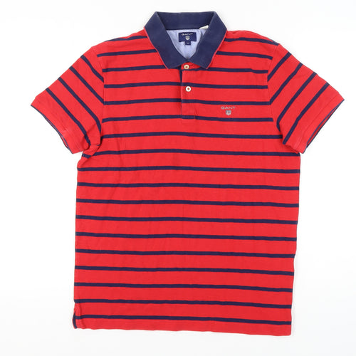 GANT Men's Red Striped Polo Shirt, Size M