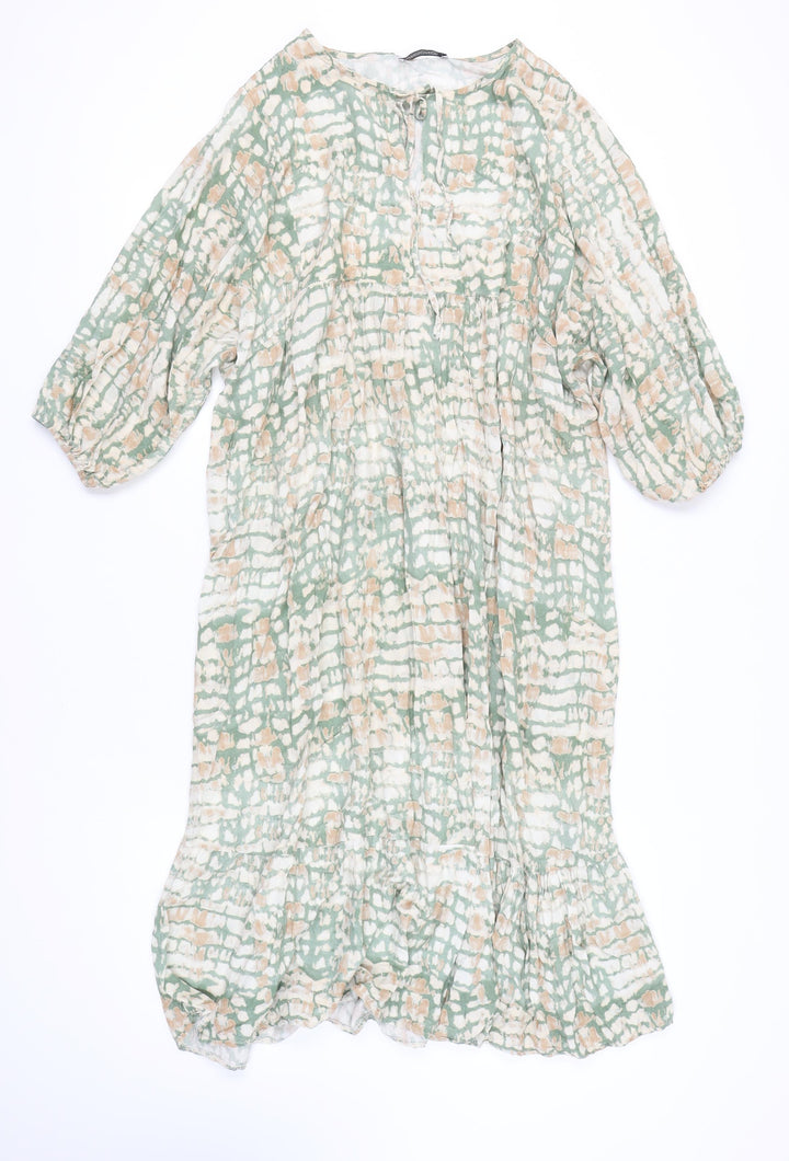 UNISONO Women's Multicoloured Shift Dress, Size L, 3/4 Sleeve