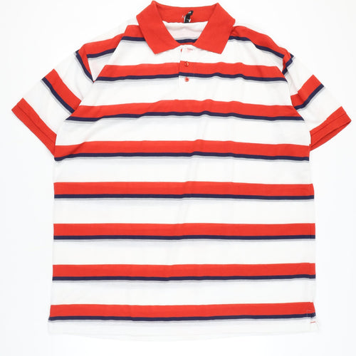 River Road Men's Red Striped 3XL Polo Shirt