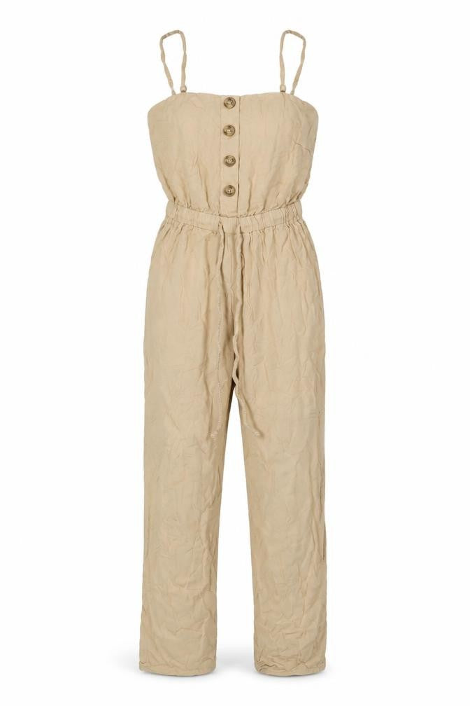 Front view of AMISU Beige Women's Jumpsuit -, size 6, Summer Casual