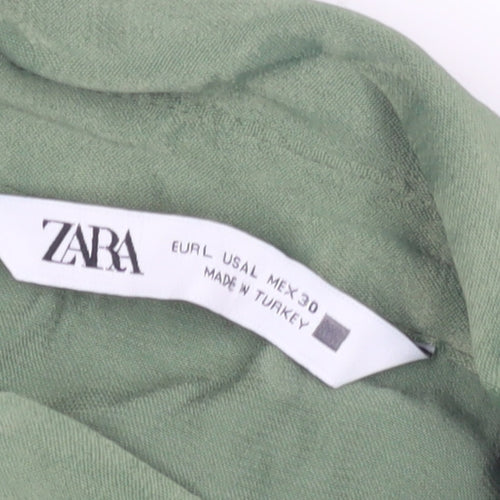 Zara Women's Green Collared Shirt Dress L