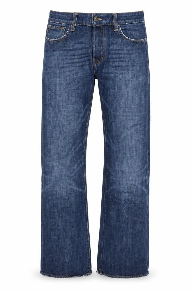 Front view of Men's Blue Straight Leg Distressed Jeans, size 32