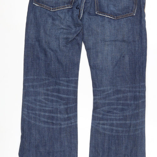 Men's Blue Straight Leg Distressed Jeans Size 32