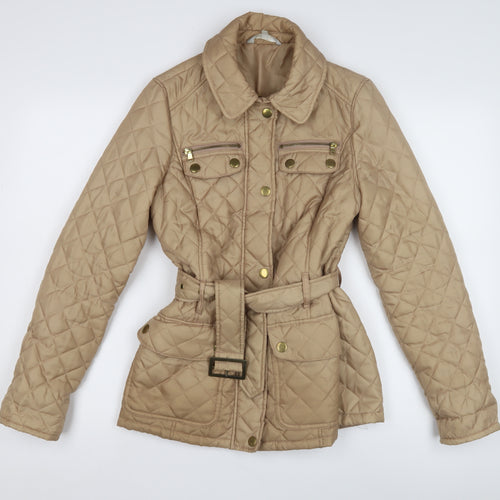 Red Herring Women's Beige Quilted Puffer Jacket Size 12