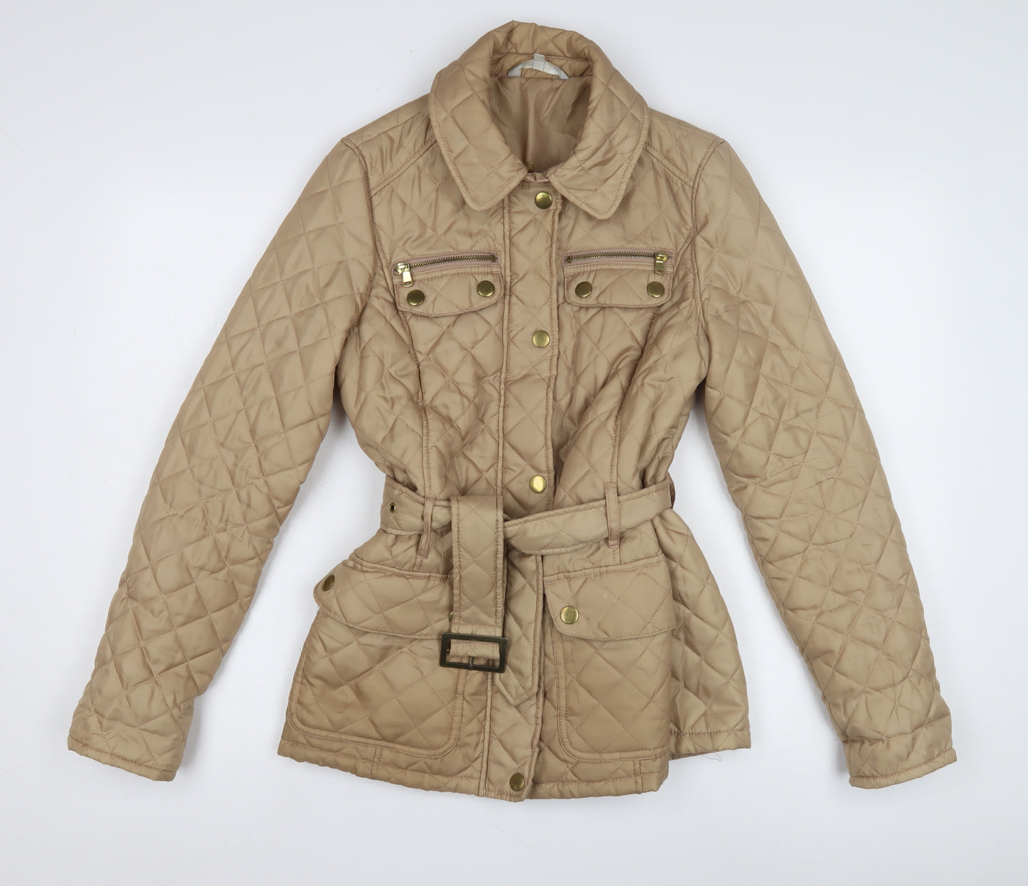 Red Herring Women's Beige Quilted Puffer Jacket Size 12