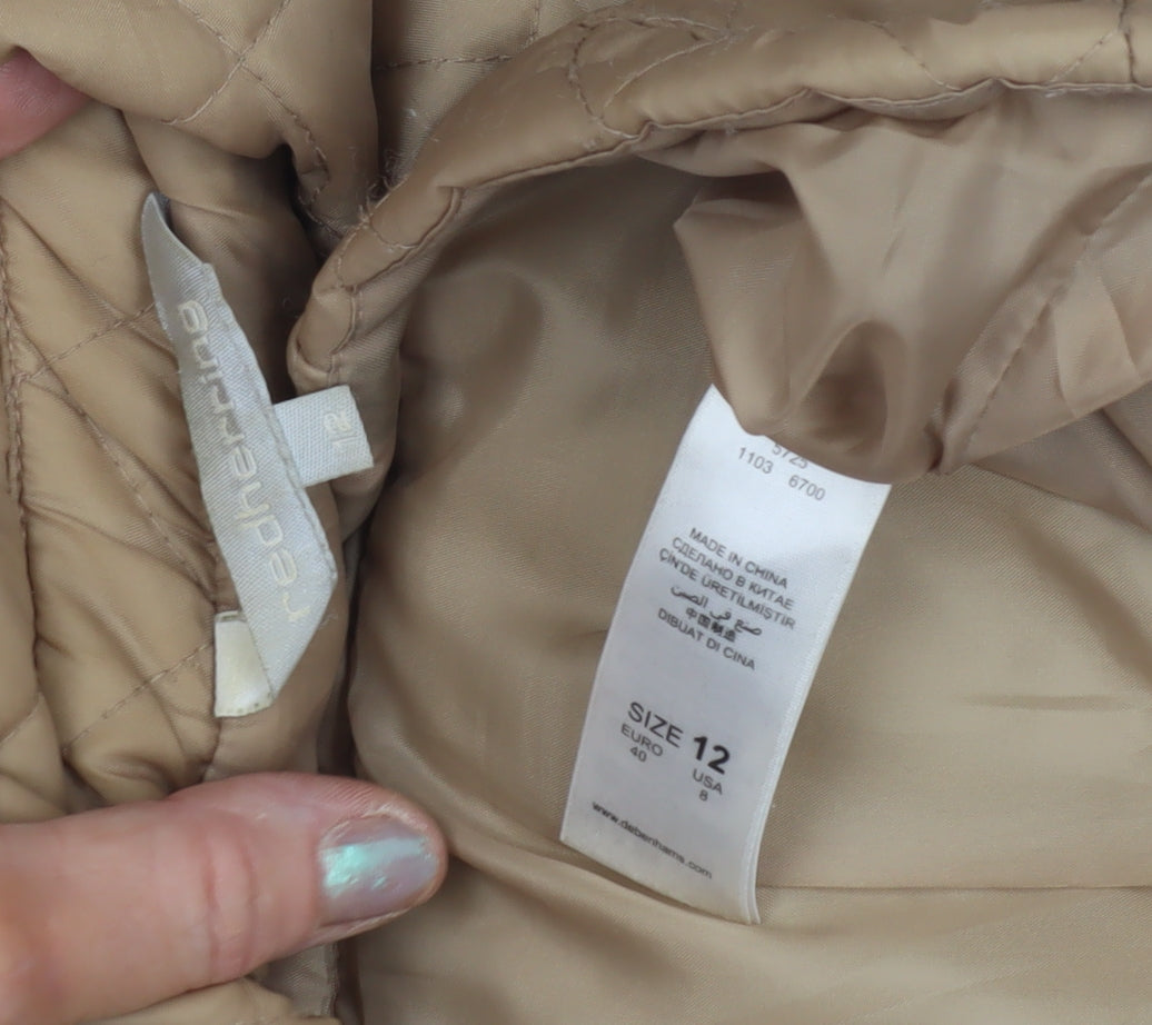Red Herring Women's Beige Quilted Puffer Jacket Size 12