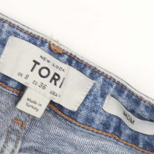 New Look Women's Blue Mom Jeans Size 8 Distressed Relaxed