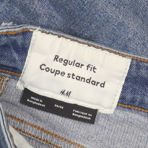 H&M Men's Blue Regular Fit Straight Jeans 34/32