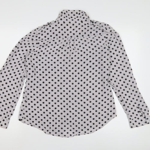 John Lewis Women's Black Polka Dot Button-Up Shirt, Size 12