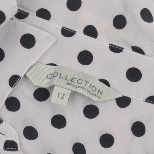 John Lewis Women's Black Polka Dot Button-Up Shirt, Size 12