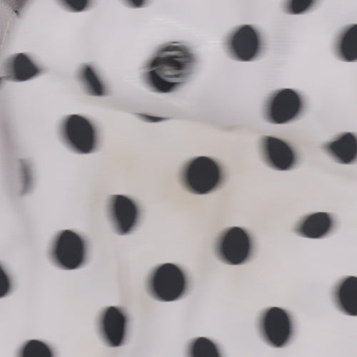 John Lewis Women's Black Polka Dot Button-Up Shirt, Size 12