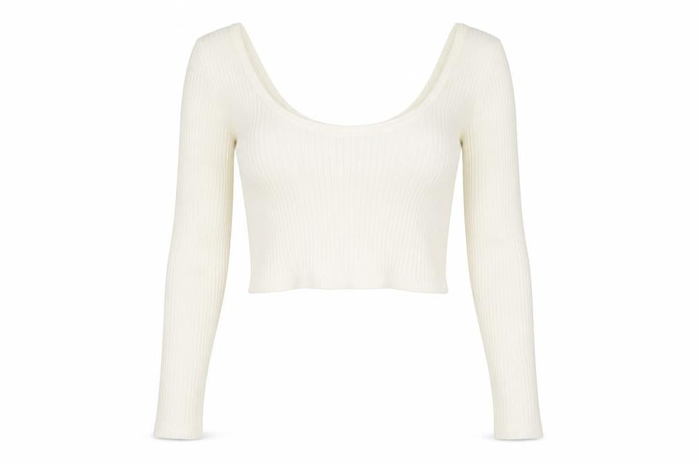 Front view of Bershka Women Ivory Scoop Neck jumper UK 10