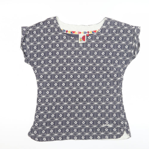 Weird Fish Women's Blue Geometric T-Shirt Size 8