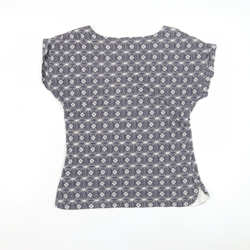 Weird Fish Women's Blue Geometric T-Shirt Size 8