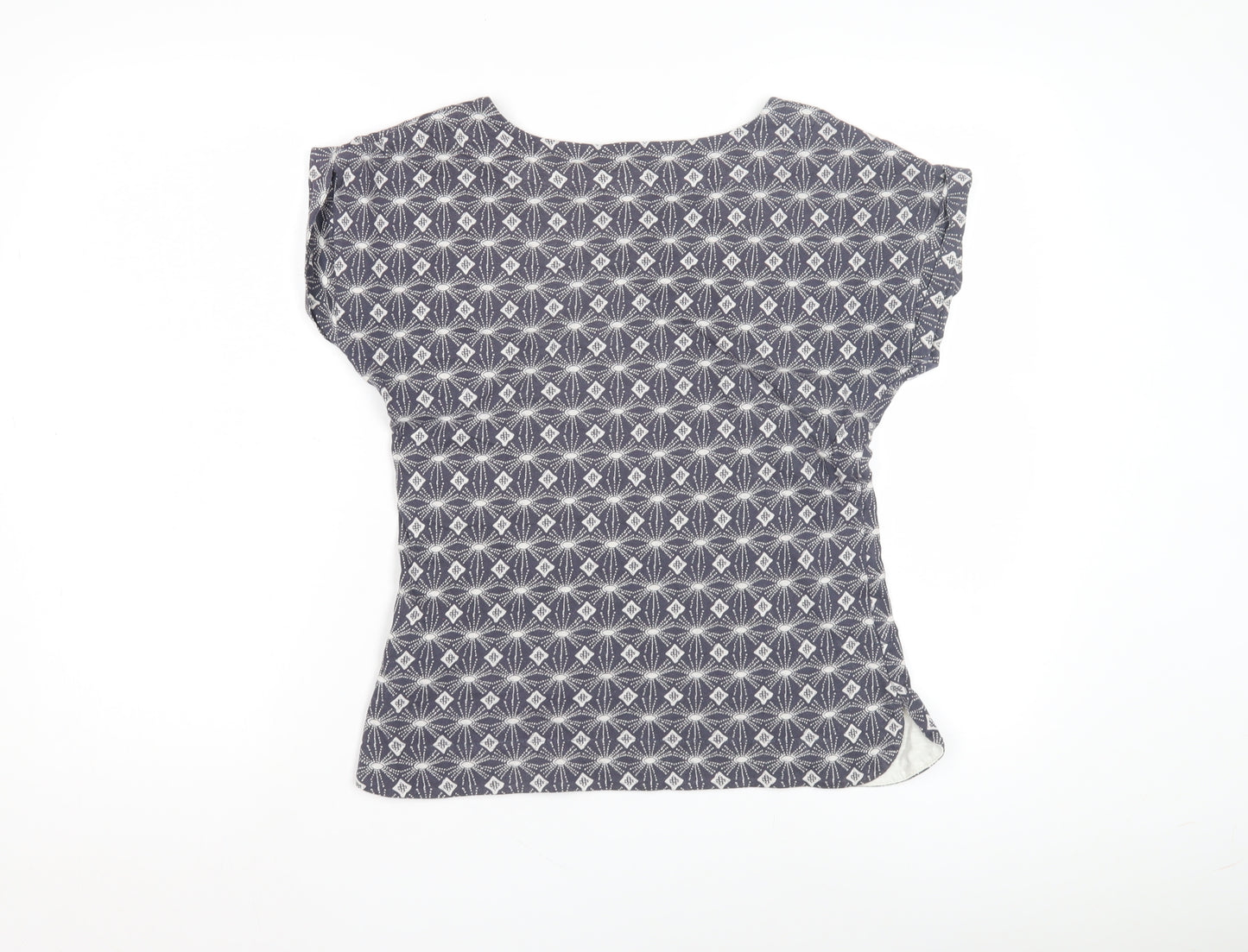 Weird Fish Women's Blue Geometric T-Shirt Size 8