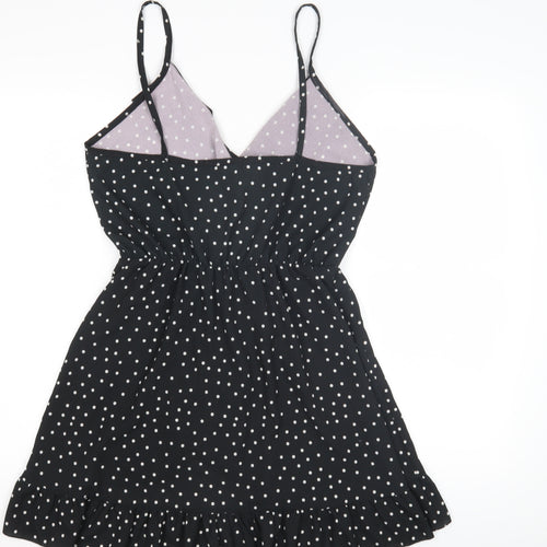 Boohoo Women's Black Polka Dot Wrap Dress 10