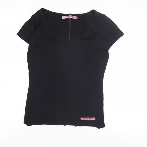 Twisted Ribbon Women's Black Scoop Neck Top