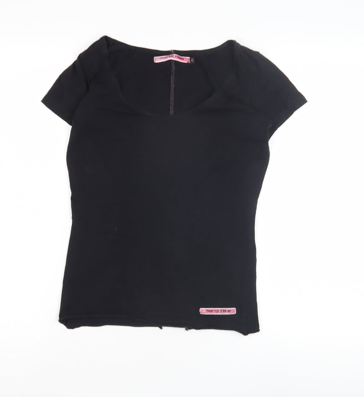 Twisted Ribbon Women's Black Scoop Neck Top