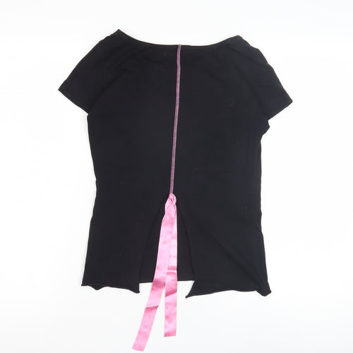 Twisted Ribbon Women's Black Scoop Neck Top