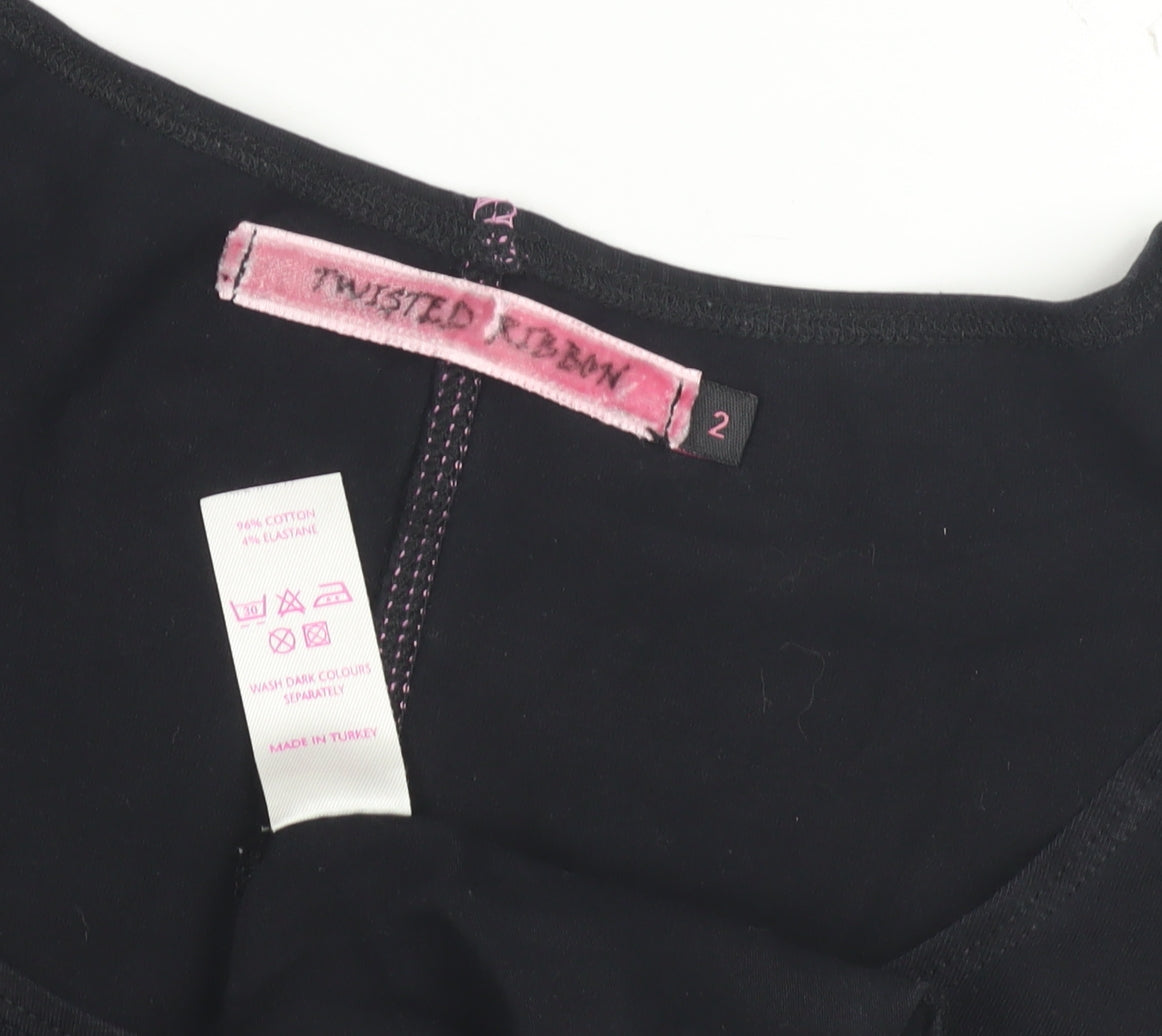 Twisted Ribbon Women's Black Scoop Neck Top