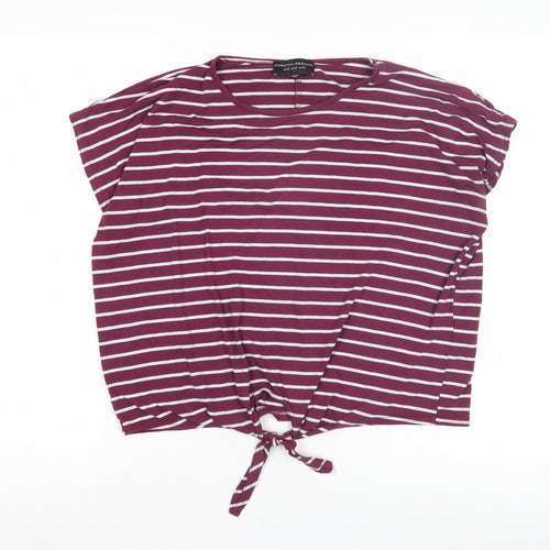 Dorothy Perkins Purple Striped Women's T-Shirt M Casual