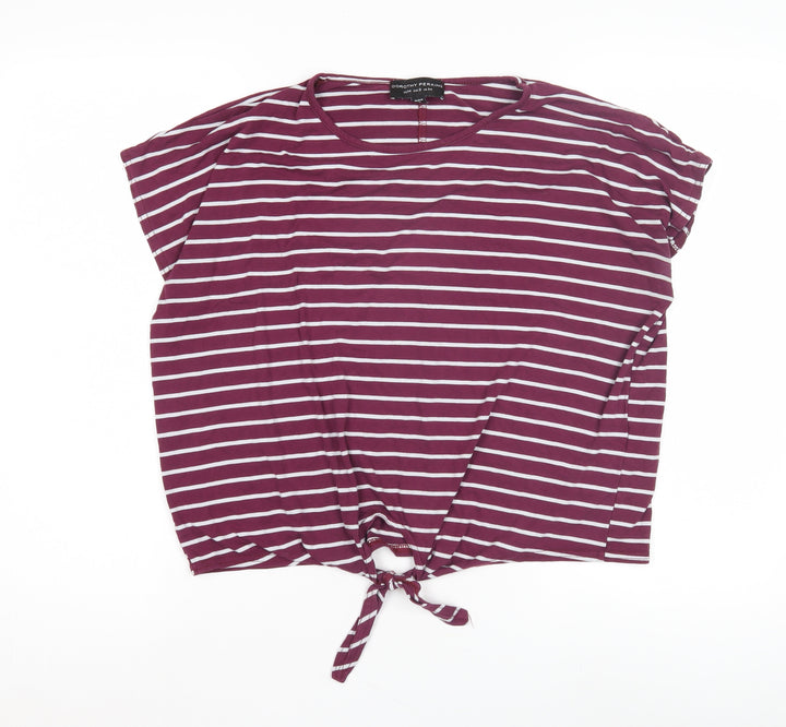Dorothy Perkins Purple Striped Women's T-Shirt M Casual