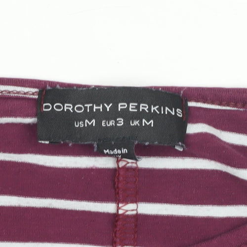 Dorothy Perkins Purple Striped Women's T-Shirt M Casual