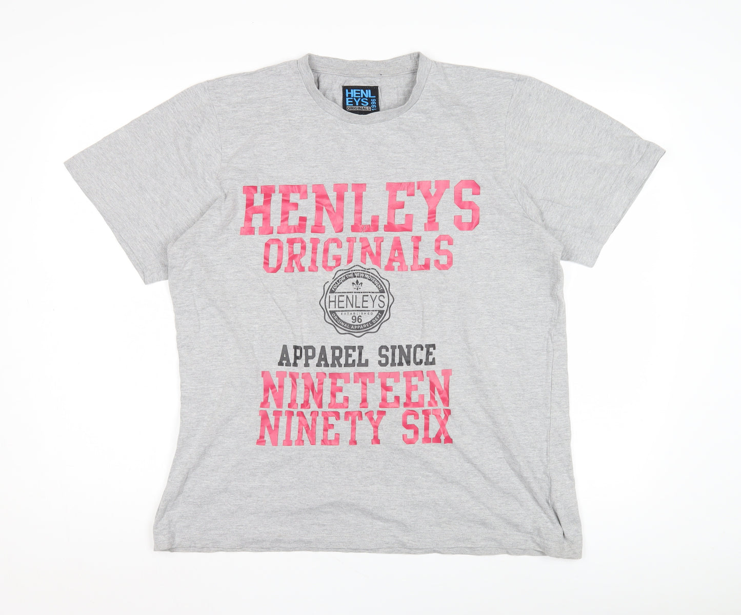 Henleys Men's Grey Graphic Print T-Shirt, Size L
