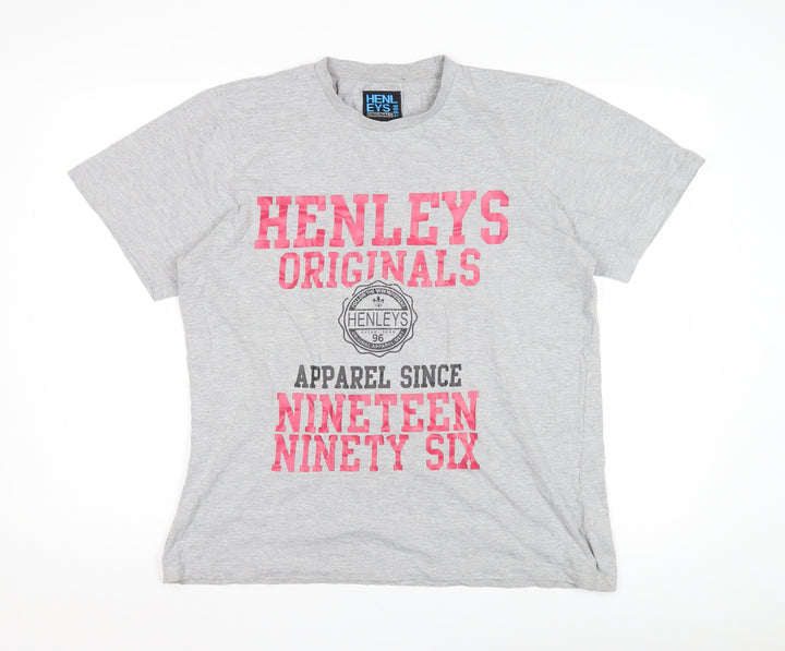 Henleys Men's Grey Graphic Print T-Shirt, Size L