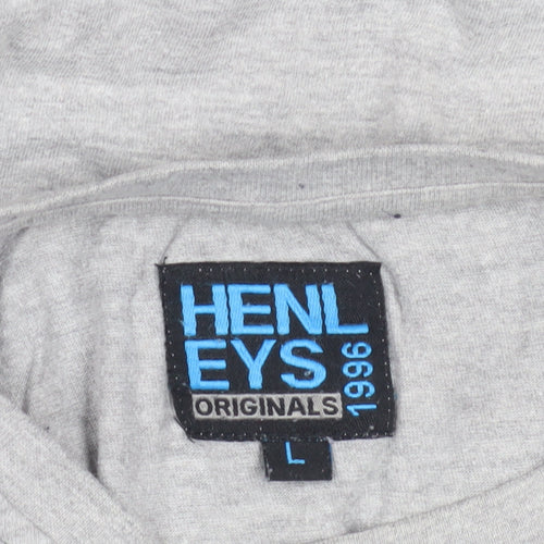 Henleys Men's Grey Graphic Print T-Shirt, Size L