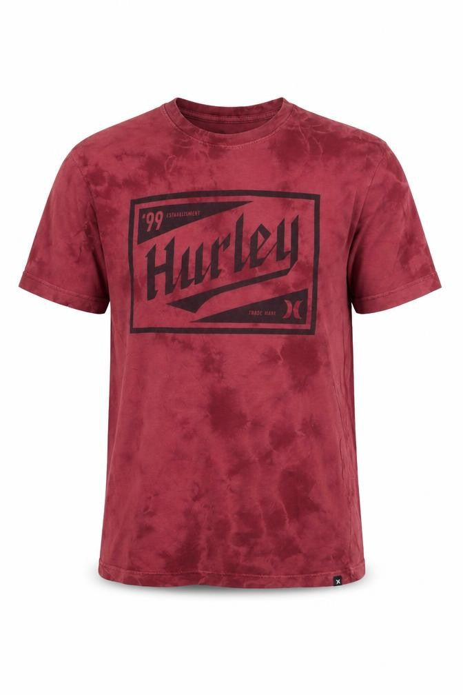 Front view of Hurley Men's Red Graphic Print T-Shirt