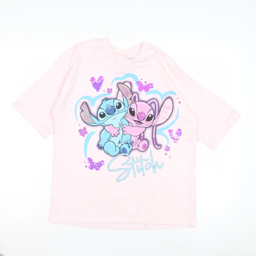 George Girls Pink Stitch Graphic T-Shirt, Size 12-13 Years