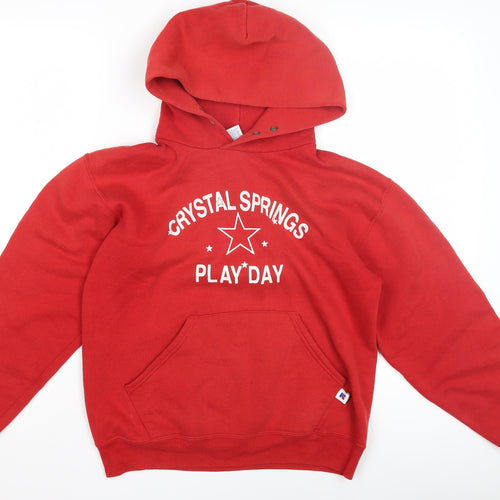 Russell Athletic Boys Red Pullover Hoodie L Graphic Print
