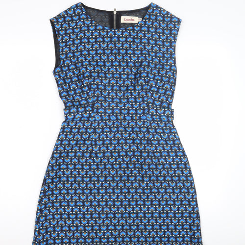 Louche Women's Blue Geometric Knee Length Dress S 10
