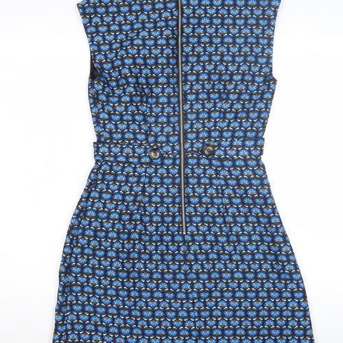 Louche Women's Blue Geometric Knee Length Dress S 10
