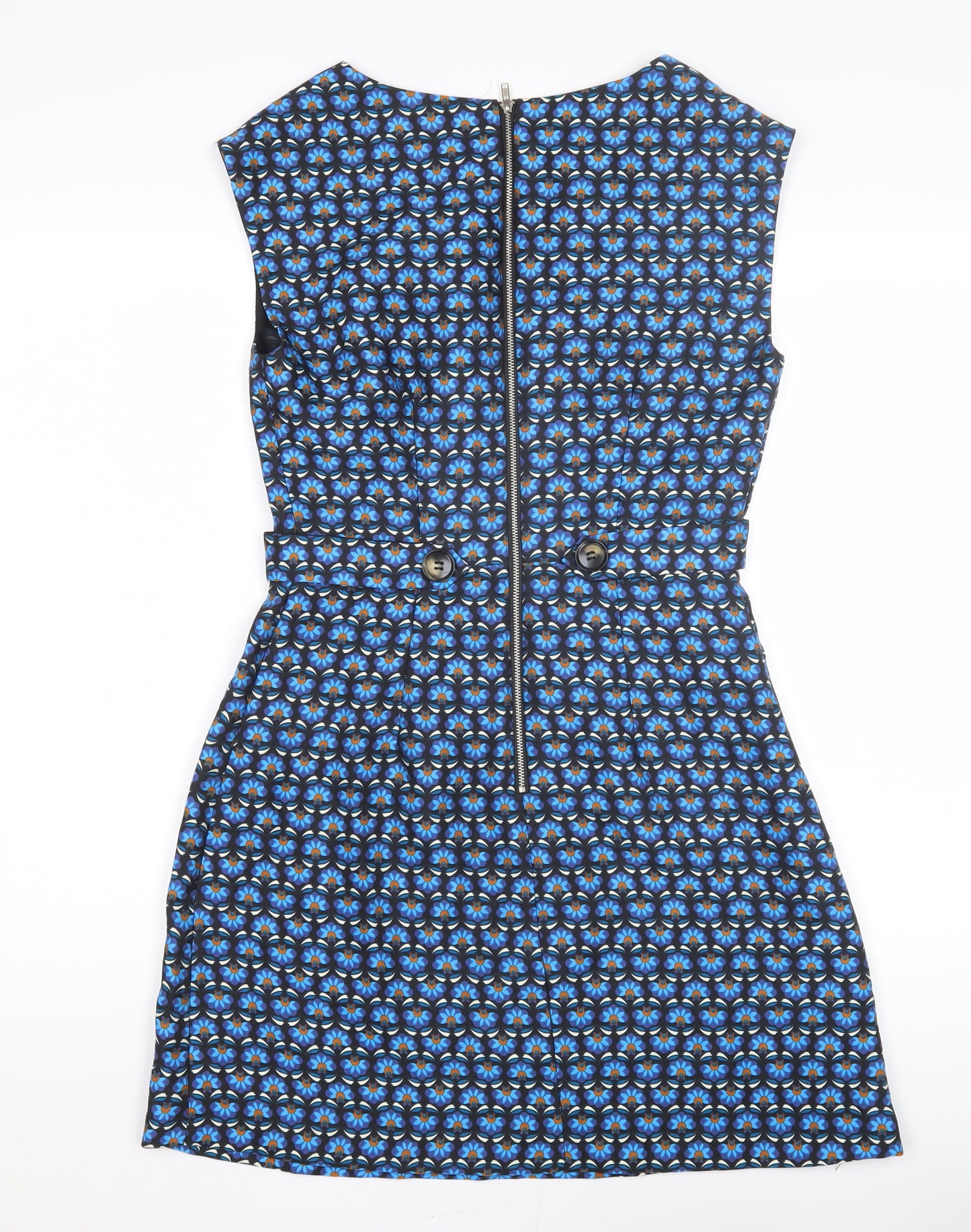 Louche Women's Blue Geometric Knee Length Dress S 10