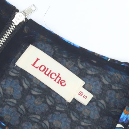 Louche Women's Blue Geometric Knee Length Dress S 10