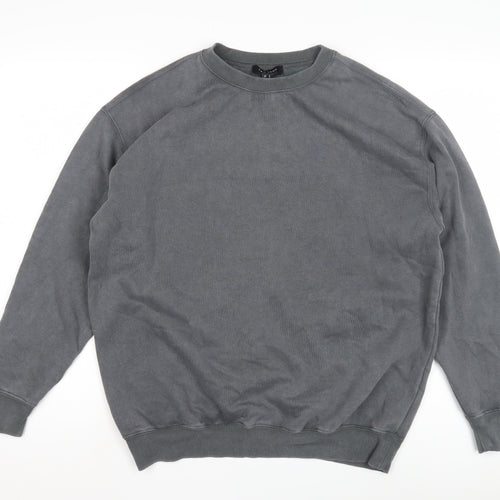 New Look Grey Unisex Crew Neck Sweatshirt L