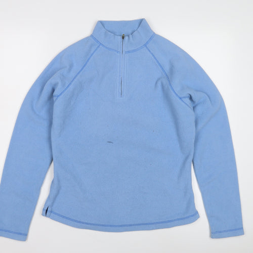 Women's Blue Fleece 1/4 Zip Sweatshirt, Mock Neck, Size M