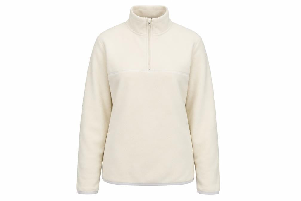Front view of ASOS DESIGN Women's Ivory Sweatshirt, S, Casual 1/2 Zip